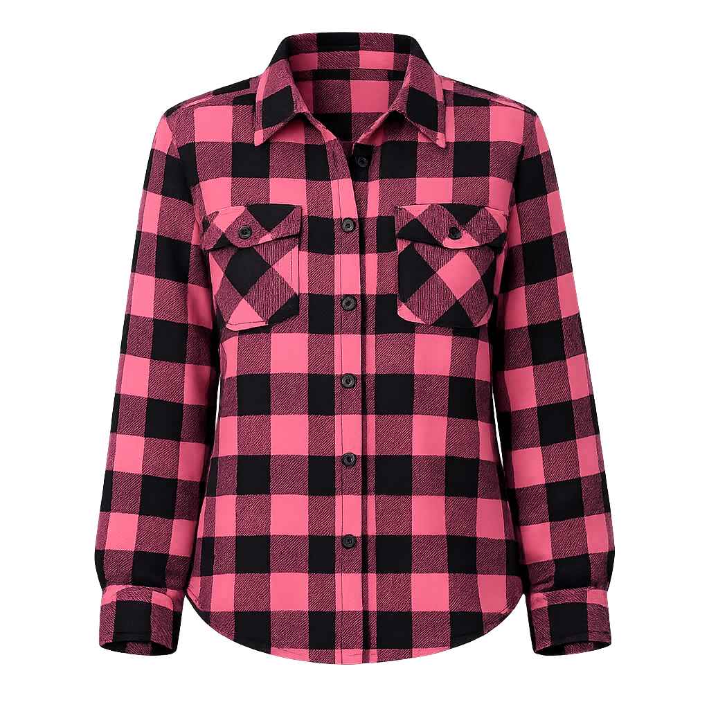 CAMISA XADREZ FLANELADA ROSA/PRETO
